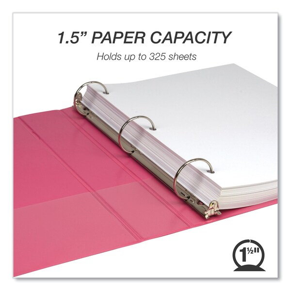 Earth's Choice Plant-Based Economy Round Ring View Binders, 3 Ring, 1.5in, 11x8.5, Pink, 2PK